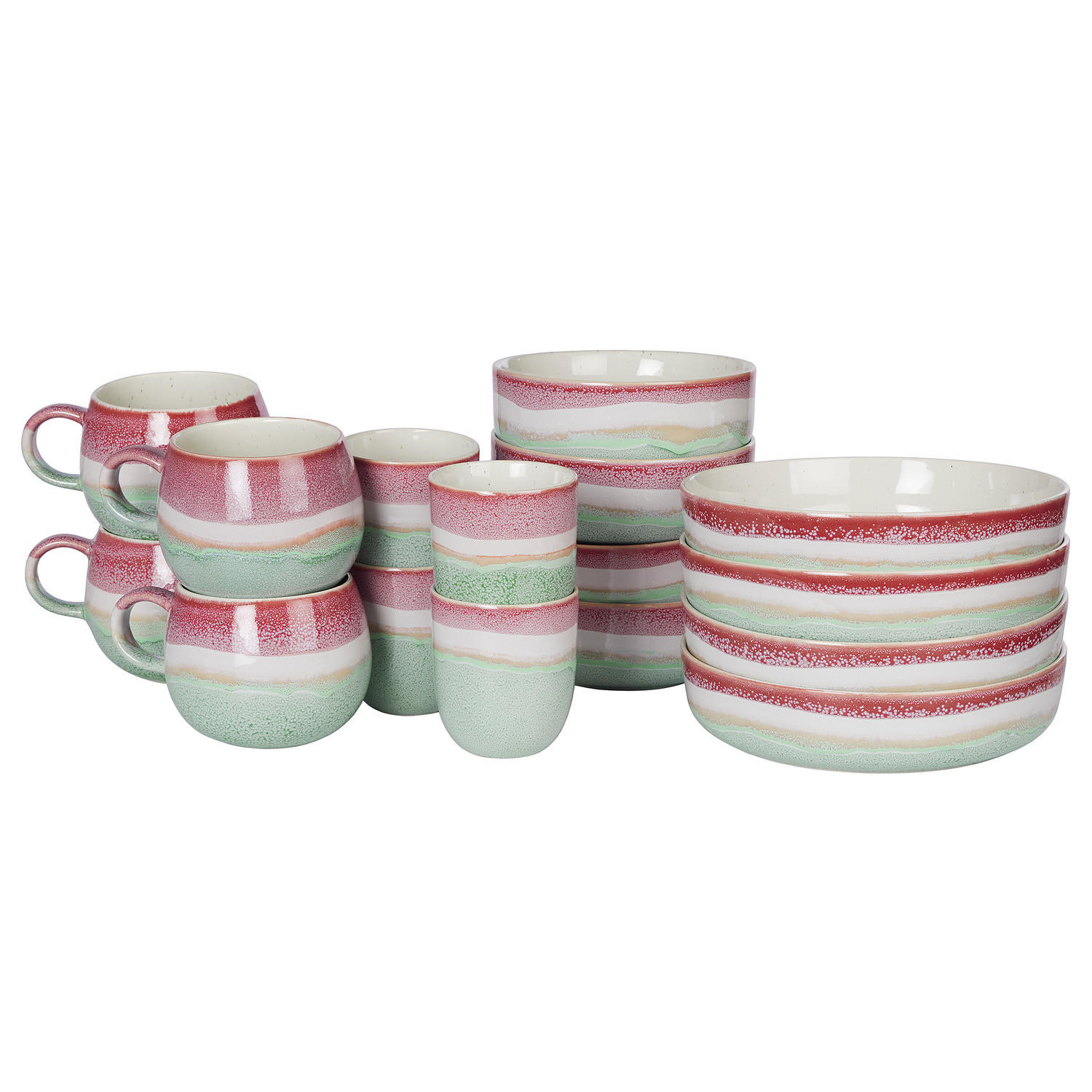 GESCHIRRSET 16-tlg. Medley 4 Personen - Mintgrün, Keramik (1/1/1cm) - Butlers