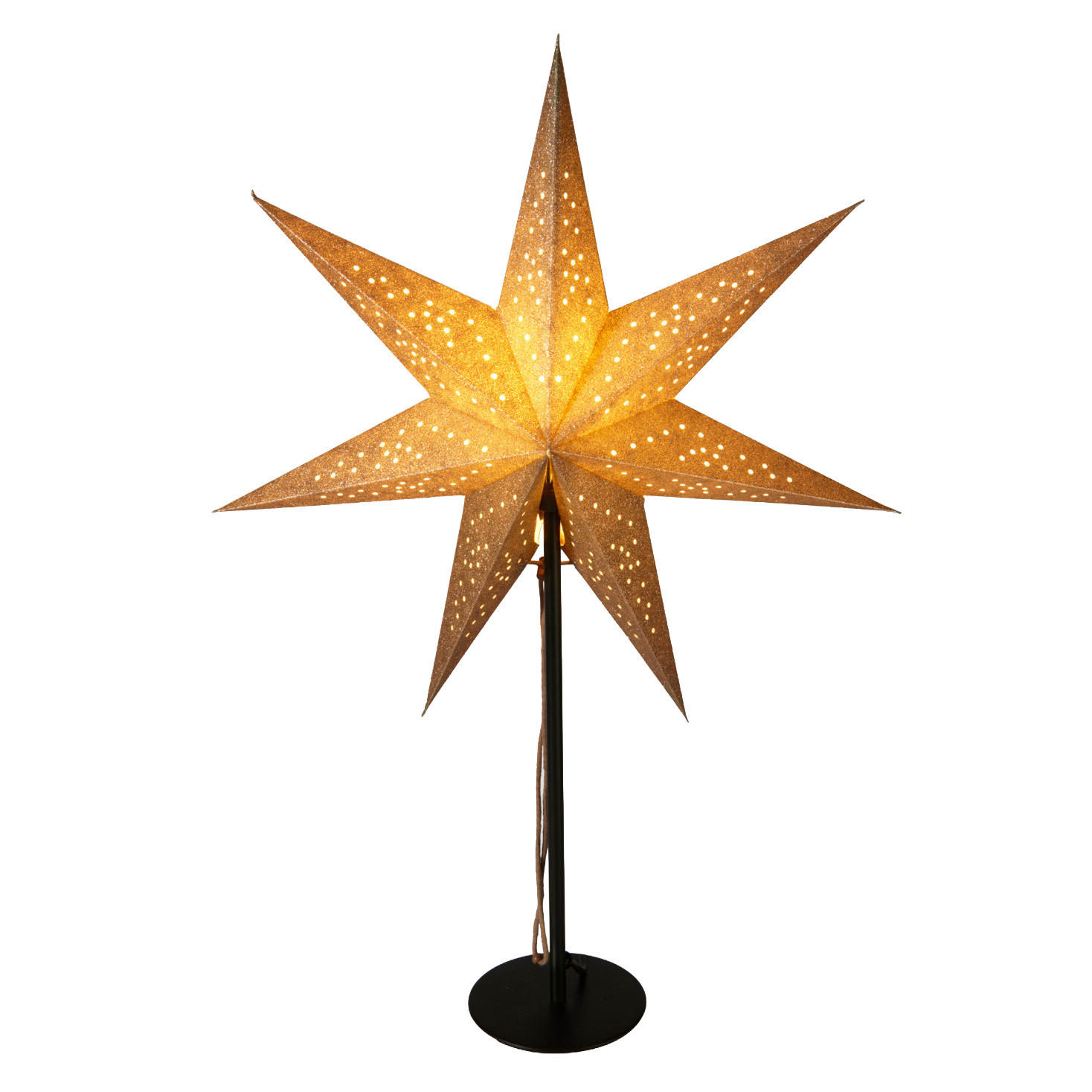 PAPIERSTERN auf Metallständer 45/45/65 cm - Goldfarben, Papier (45/65/45cm) - Home Styling Collection