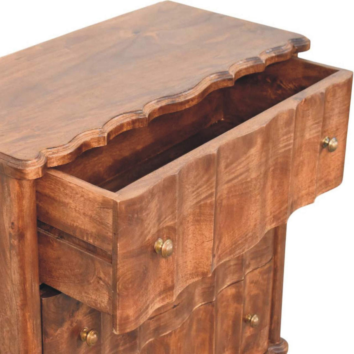 KOMMODE Camille, 3 Schubladen, Dunkelbraun - Dunkelbraun/Messingfarben, Holz/Metall (85/83/40cm) - Artisan Furniture