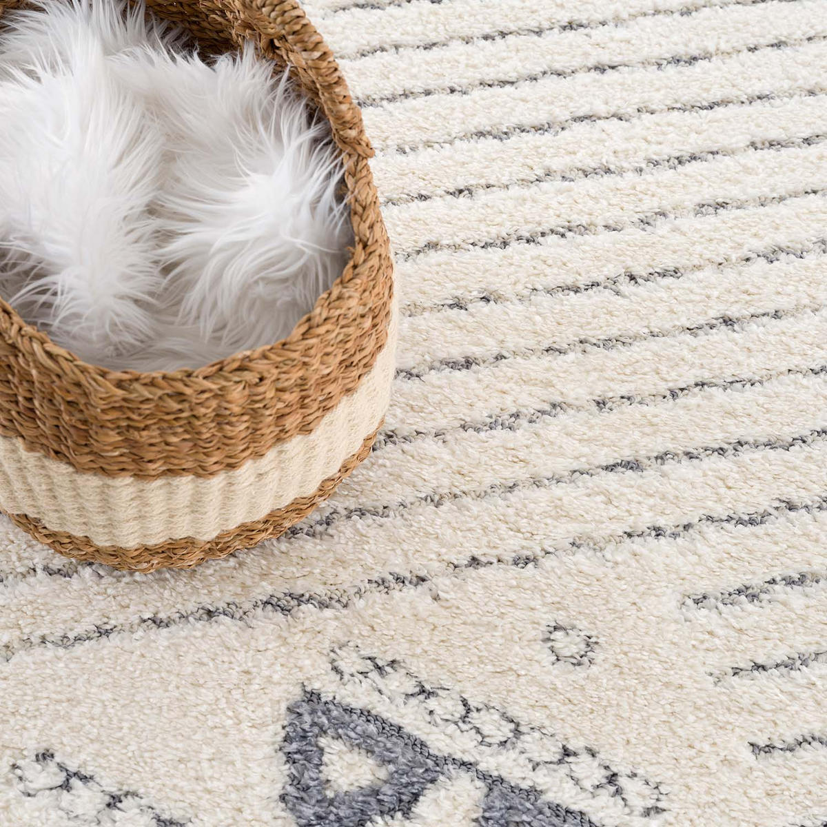 HOCHFLOR-TEPPICH Focus 3034 Multi 200 cm Rund - Multicolor/Creme, Textil (200/200cm) - carpet city