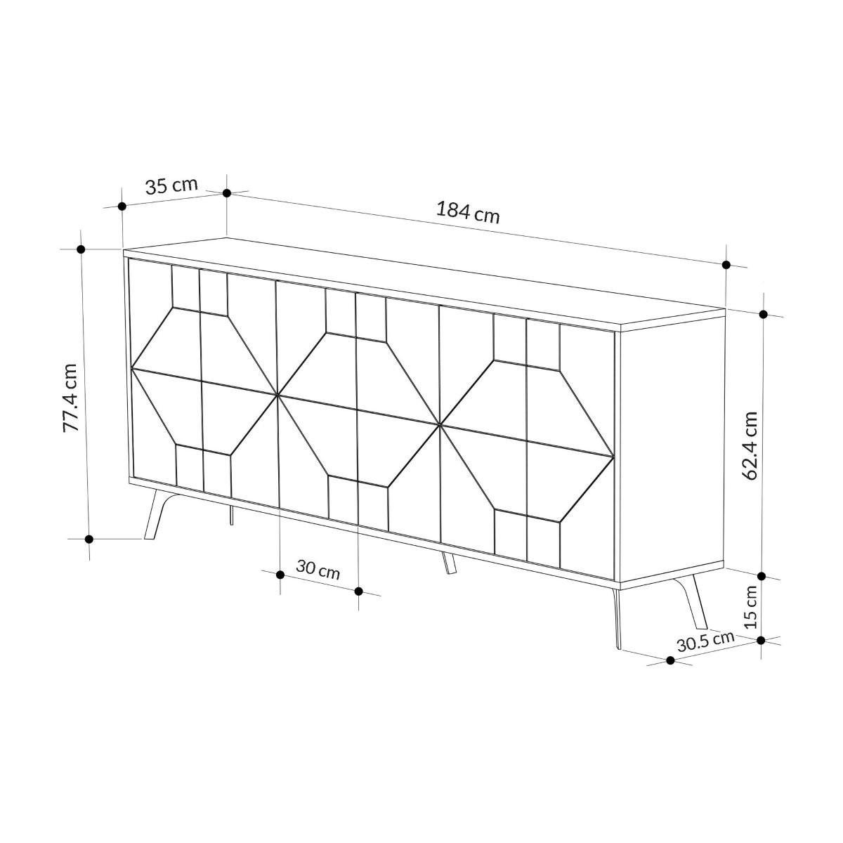 SIDEBOARD mit 6 dekorierten Türen L184 cm - Dune - Taupe, Holzwerkstoff (35/77.4/184cm) - Calicosy