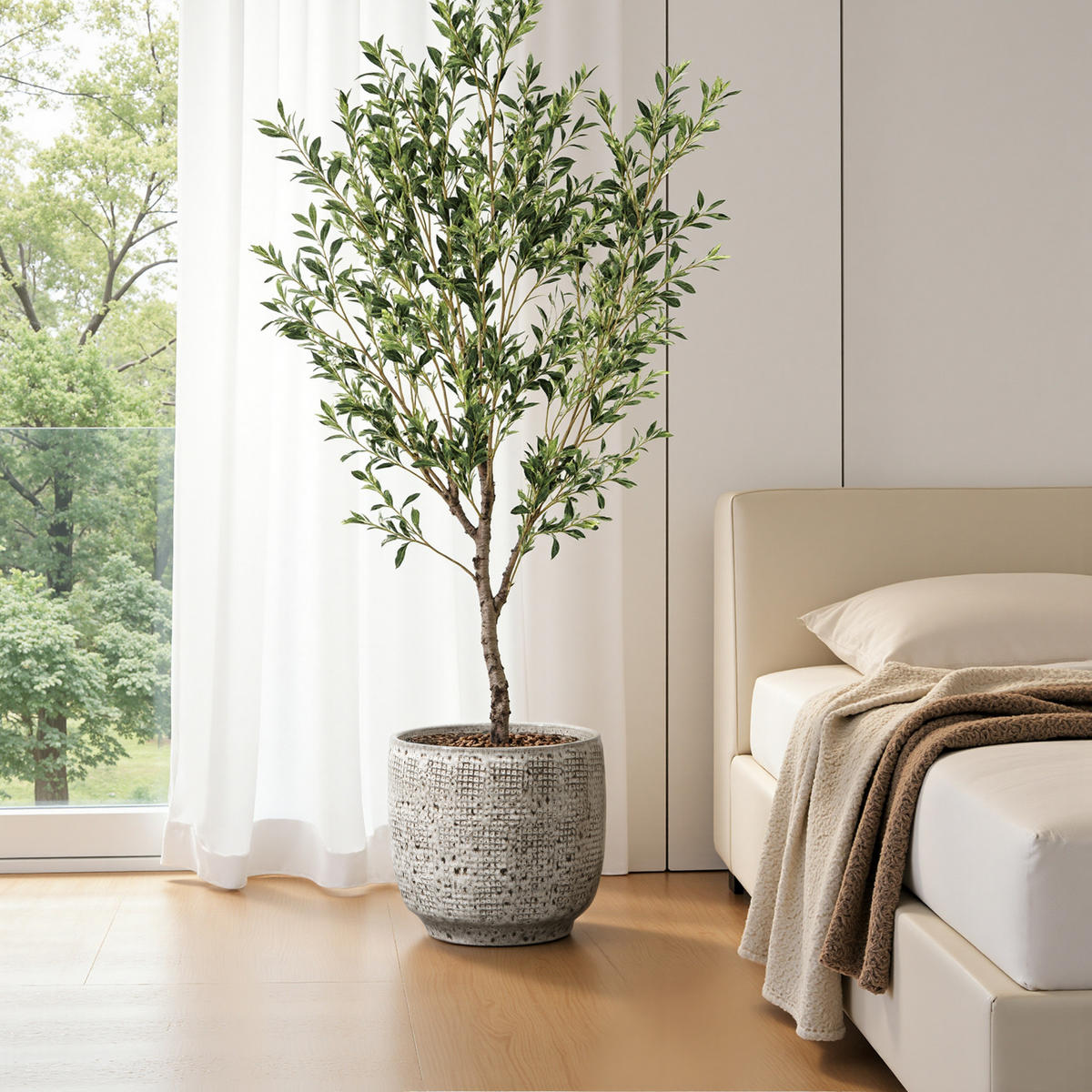 KERAMIK-BLUMENTOPF grau, Ø 30 × H 28 cm - Weiß, Keramik (28.8cm)