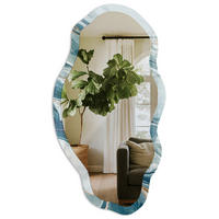 SPIEGEL 90x45 cm asymmetrisch mit Druck - Marmorwellen - Transparent, Glas (45/90/0.4cm) - TULUP