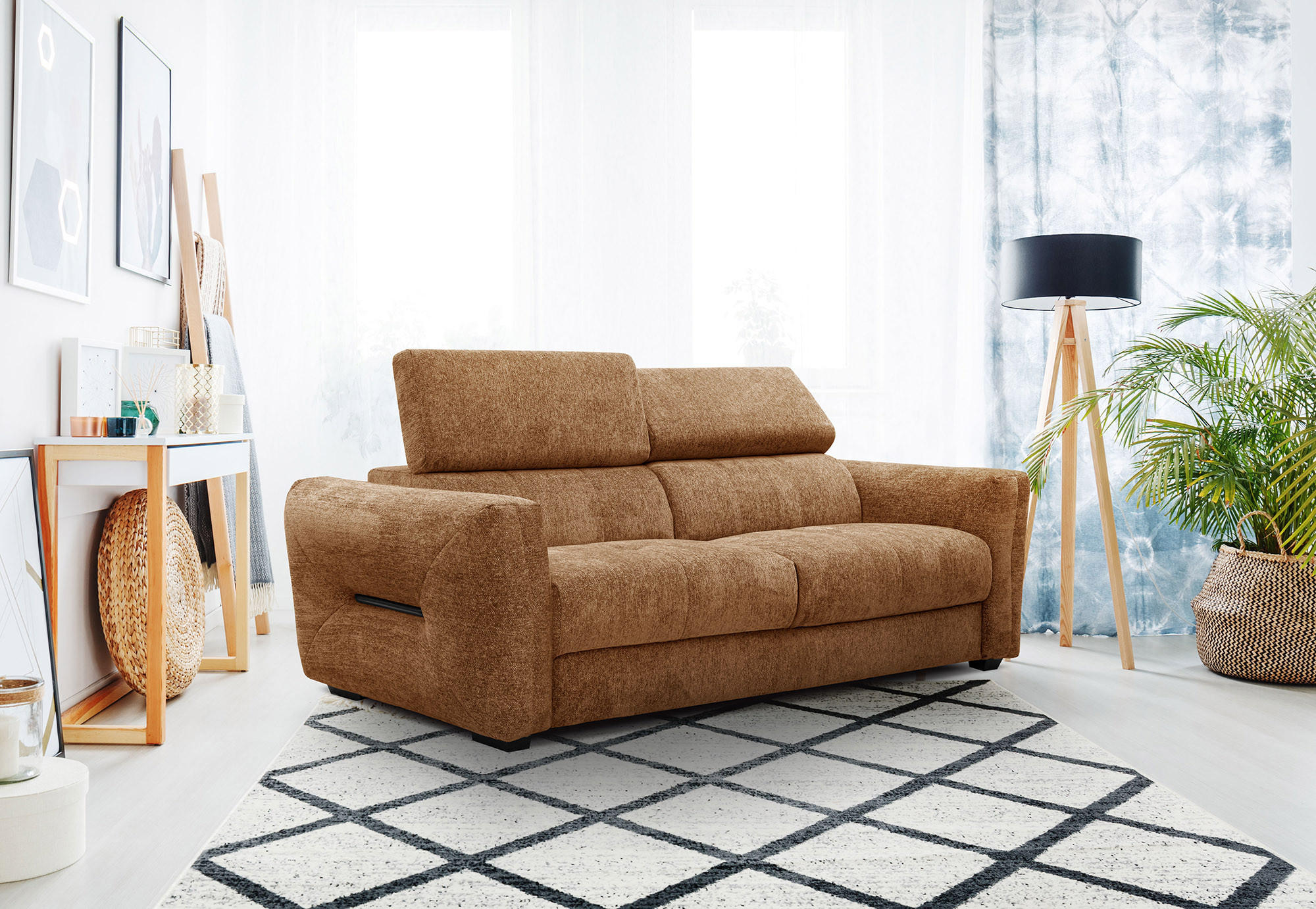 SOFA CALVERA 3-Sitzer, dunkelorange - Dunkelorange, Holzwerkstoff/Textil (204/79/106cm) - Courtois Laville