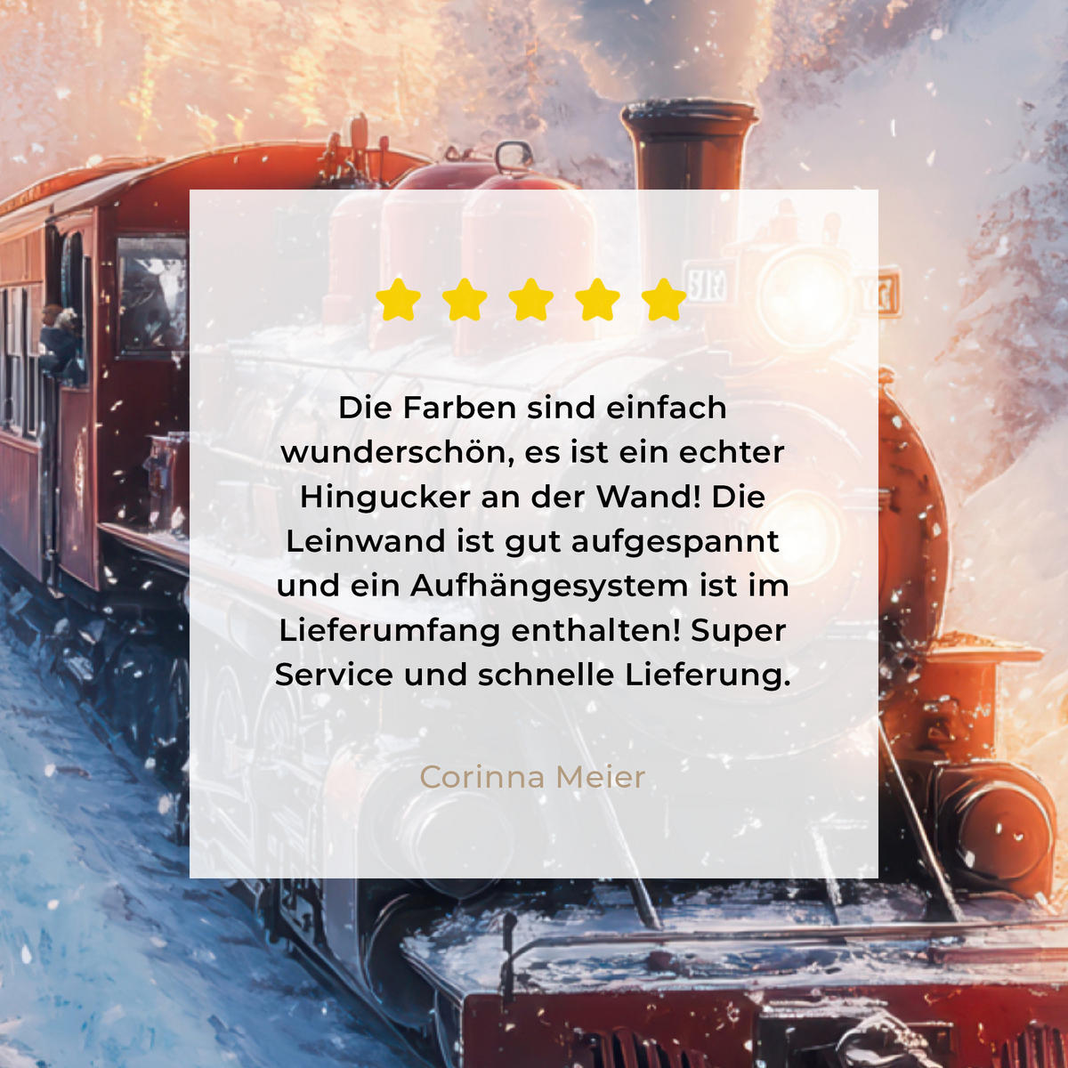 LEINWANDBILD Weihnachtszug - Schnee - Winter - Weihnachten 60x80 cm - Dunkelrot, Textil (60/80cm) - MuchoWow