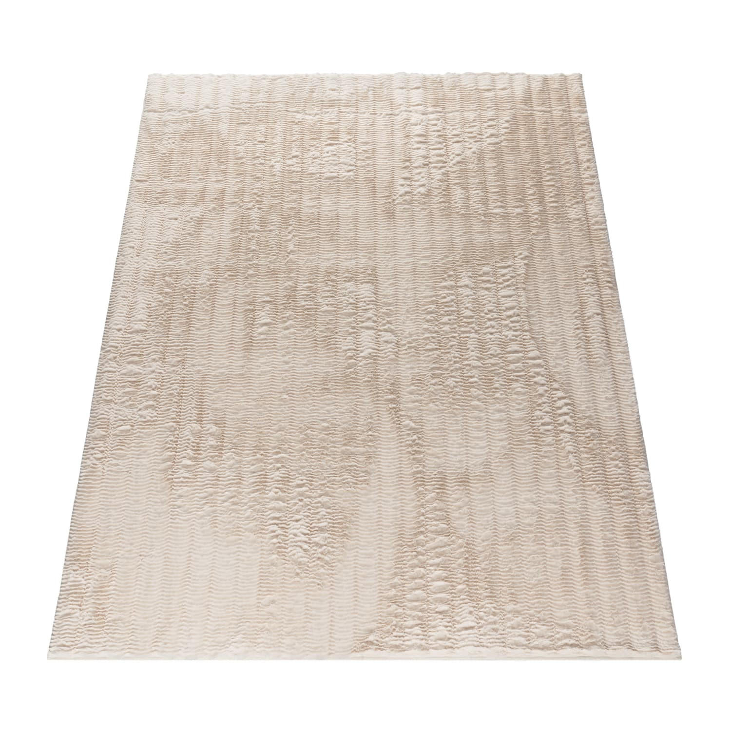 TEPPICH Hochflor waschbar Unifarben Struktur Schlafzimmer Creme Rechteckig 80x150 - Beige, Textil (80/150cm) - KADIMA DESIGN