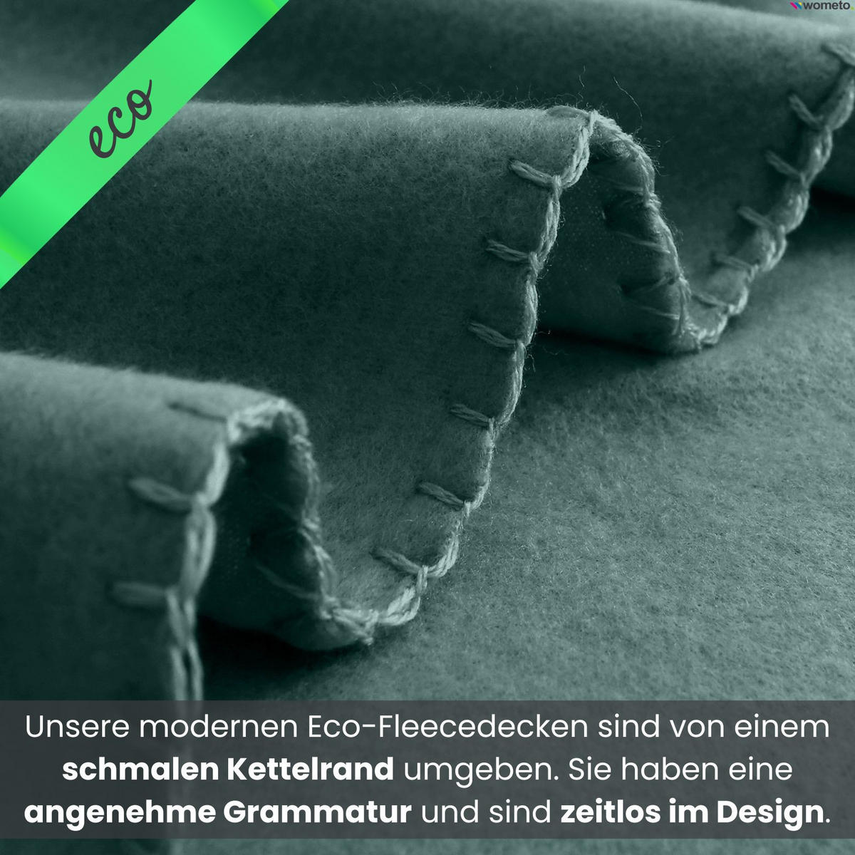 FLEECEDECKE eco-line dunkelgrün 130/160 cm aus 100% recyceltem Material Kettelrand Anti-Pilling - Dunkelgrün, Textil (130/160cm) - wometo
