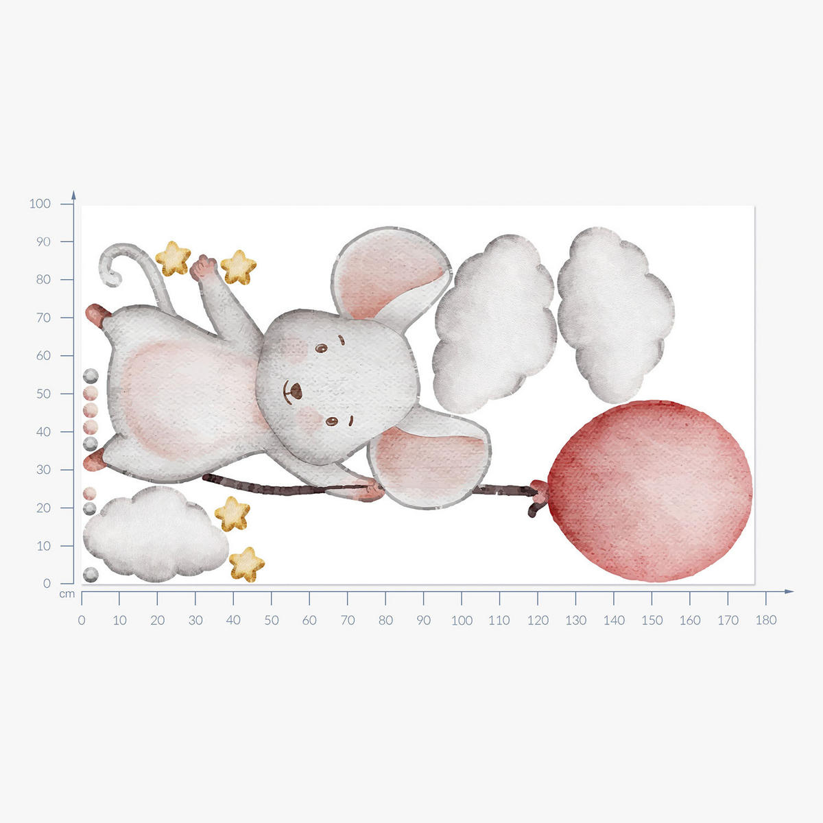 WANDAUFKLEBER 100x178cm - Süße Maus - Multicolor, Kunststoff (100/178/0.1cm) - Wallfluent