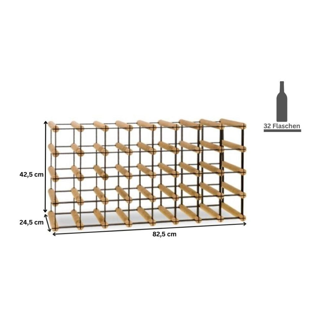 WEINREGAL Vinotega Mod Metal 42,5x82,5x24,5 cm 8x4 Flaschen Massives Kiefernholz Braun Geölt - Braun, Holz (82.5/42.5/24.5cm) - PROREGAL