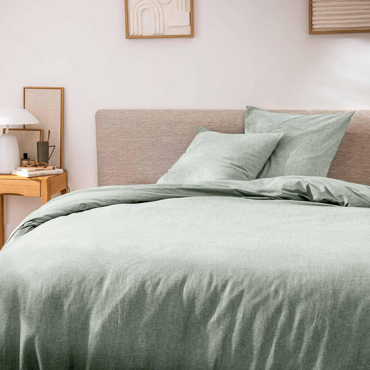 BETTWÄSCHE-SET Baumwolle Meline 240/220 cm - Grün, Naturmaterialien (220/240cm) - Douceur d´intérieur