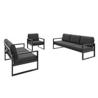 GARTENSET Madera für 6 Personen Balkonmöbel Aluminium Terassenmöbel Sitzbank, 4-tlg. Tisch schwarz, graubraun - Schwarz/Braun, Kunststoff/Metall - Margaret Hadas24