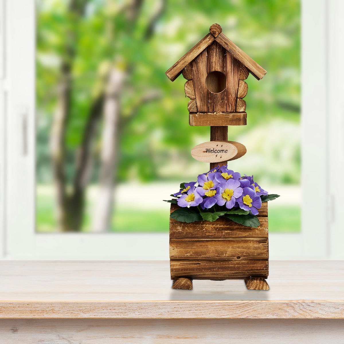 DEKO-VOGELHAUS - Braun, Holz/Kunststoff (15/41/15cm) - Relaxdays