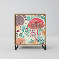 SIDEBOARD FUNGUS FANTASY, Eichefarben, 57,5x42x67,5 cm, Schwarze Metall-Rahmenfüße - Eichefarben/Multicolor, Holzwerkstoff/Metall (57.5/67.5/42cm) - SpaceRebels