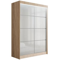 KLEIDERSCHRANK PEKA III mit LED - 120 cm - Sonoma Eiche|Weiß - Weiß/Sonoma Eiche, Holzwerkstoff (120/215/61cm) - ALTDECOR