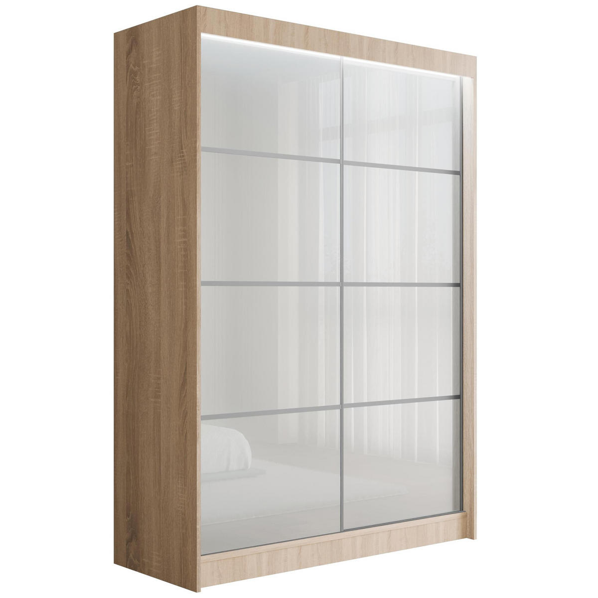 KLEIDERSCHRANK PEKA III mit LED - 120 cm - Sonoma Eiche|Weiß - Weiß/Sonoma Eiche, Holzwerkstoff (120/215/61cm) - ALTDECOR