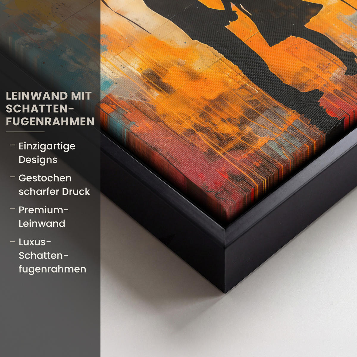 LEINWAND Bilder mit Rahmen - Straßenkunst - Liebe - Graffiti - Kunst - Banksy - 20x20 - Orange, Textil (20/20cm) - MuchoWow
