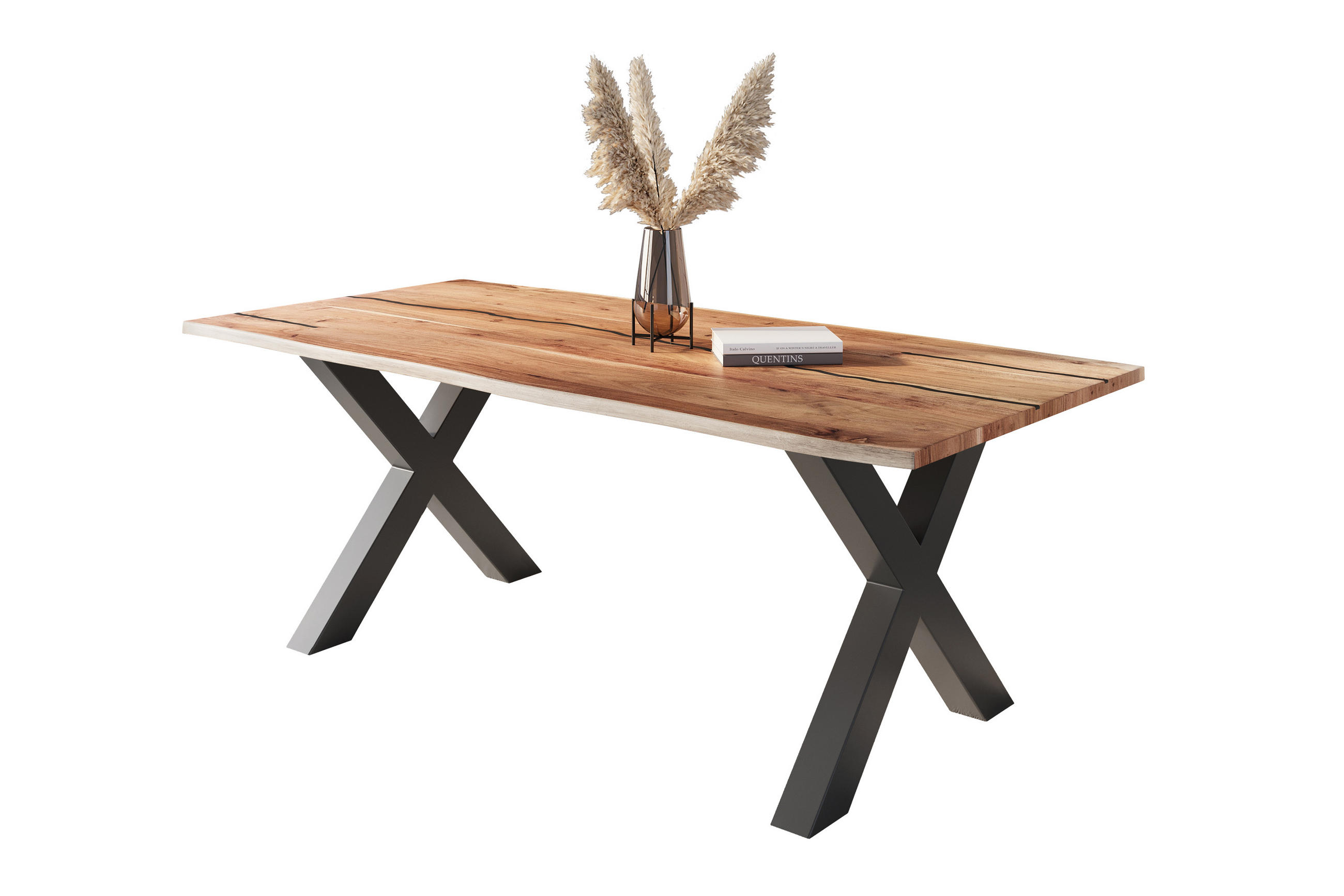 ESSTISCH POLLY - Beige/Schwarz, Holz/Metall (100/220/77cm) - SAM