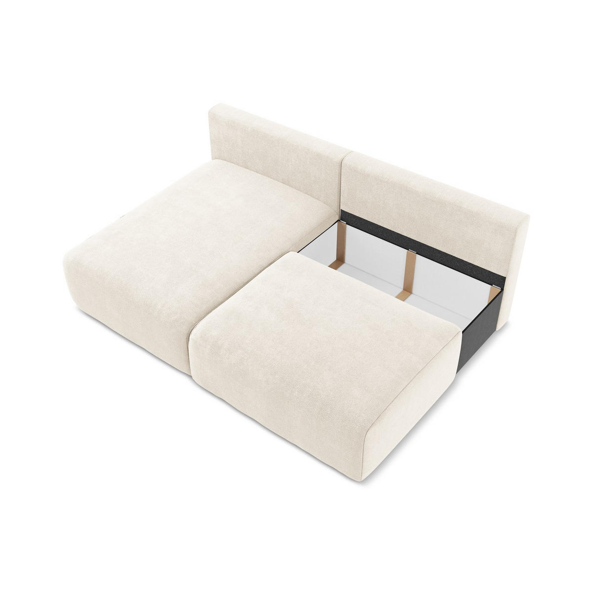 ECKSOFA mit Schlaffunktion links Chenille Stoff Beige - Beige/Creme, Kunststoff/Textil (149/210cm) - LaMiaSofa