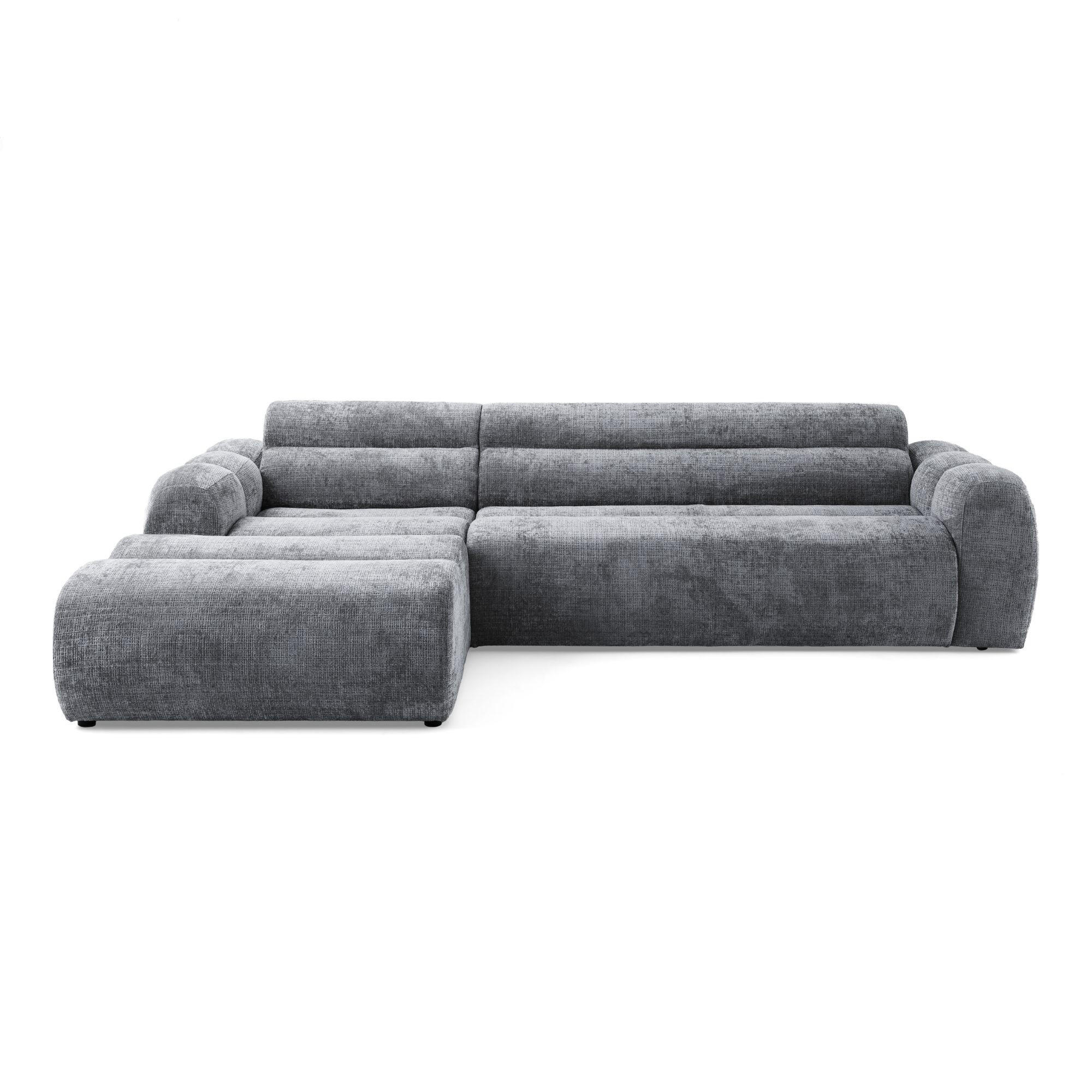 4-SITZER modulares Ecksofa VEER SET 1 Links, 298 x 175 cm, Chenille Webstoff Dunkelgrau - Dunkelgrau/Schwarz, Holz/Kunststoff (298/175cm) - Muffo