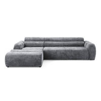 4-SITZER modulares Ecksofa VEER SET 1 Links, 298 x 175 cm, Chenille Webstoff Dunkelgrau - Dunkelgrau/Schwarz, Holz/Kunststoff (298/175cm) - Muffo
