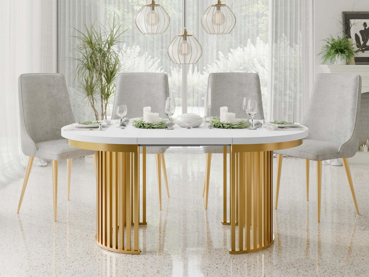 ESSTISCH ausziehbar Komo - Goldfarben/Weiß, Holz/Holzwerkstoff (100/100/76cm) - MIRJAN24