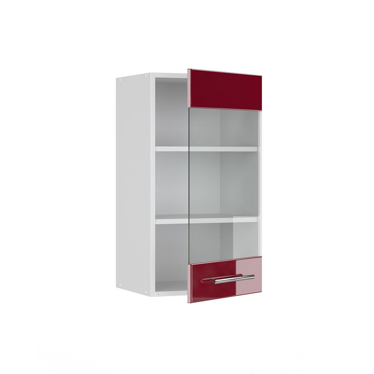 KÜCHENGLASSCHRANK Fame-Line Bordeaux Hochglanz 40 cm - Bordeaux/Weiß, Holzwerkstoff (40/72/34.1cm) - Vicco