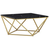 COUCHTISCH Marmor Optik schwarz/gold quadratisch 80/80 cm Malibu - Goldfarben/Schwarz, Holzwerkstoff (80/80/40cm) - Beliani