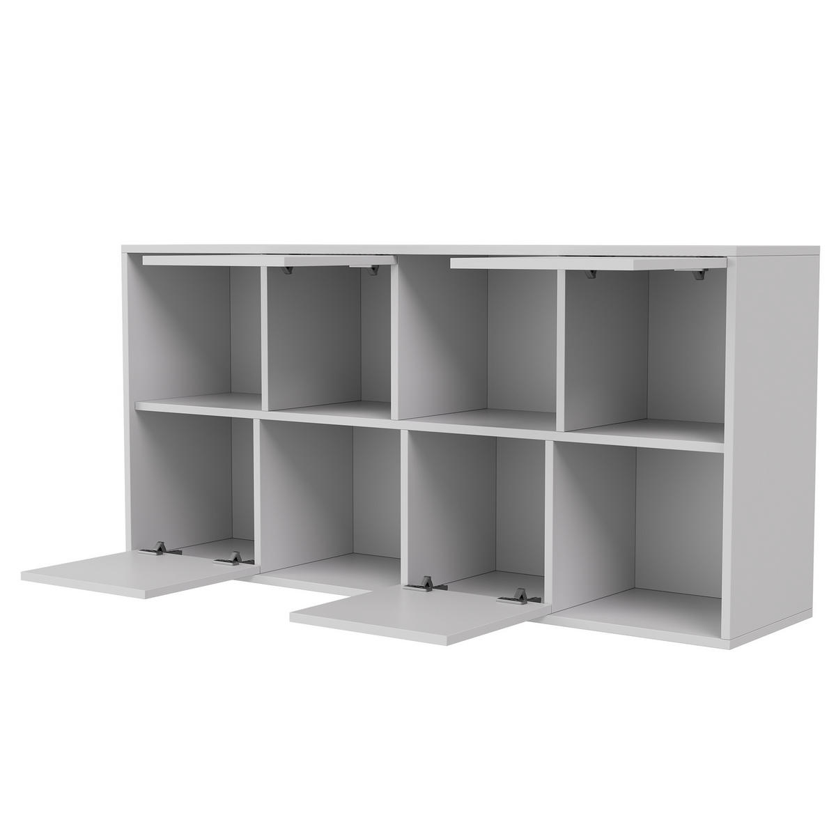 BÜCHERREGAL 125x30x60 cm Holz Lamellen Design Sideboard Aufbewahrung, Weiß - Weiß, Holz (60/125/30cm)