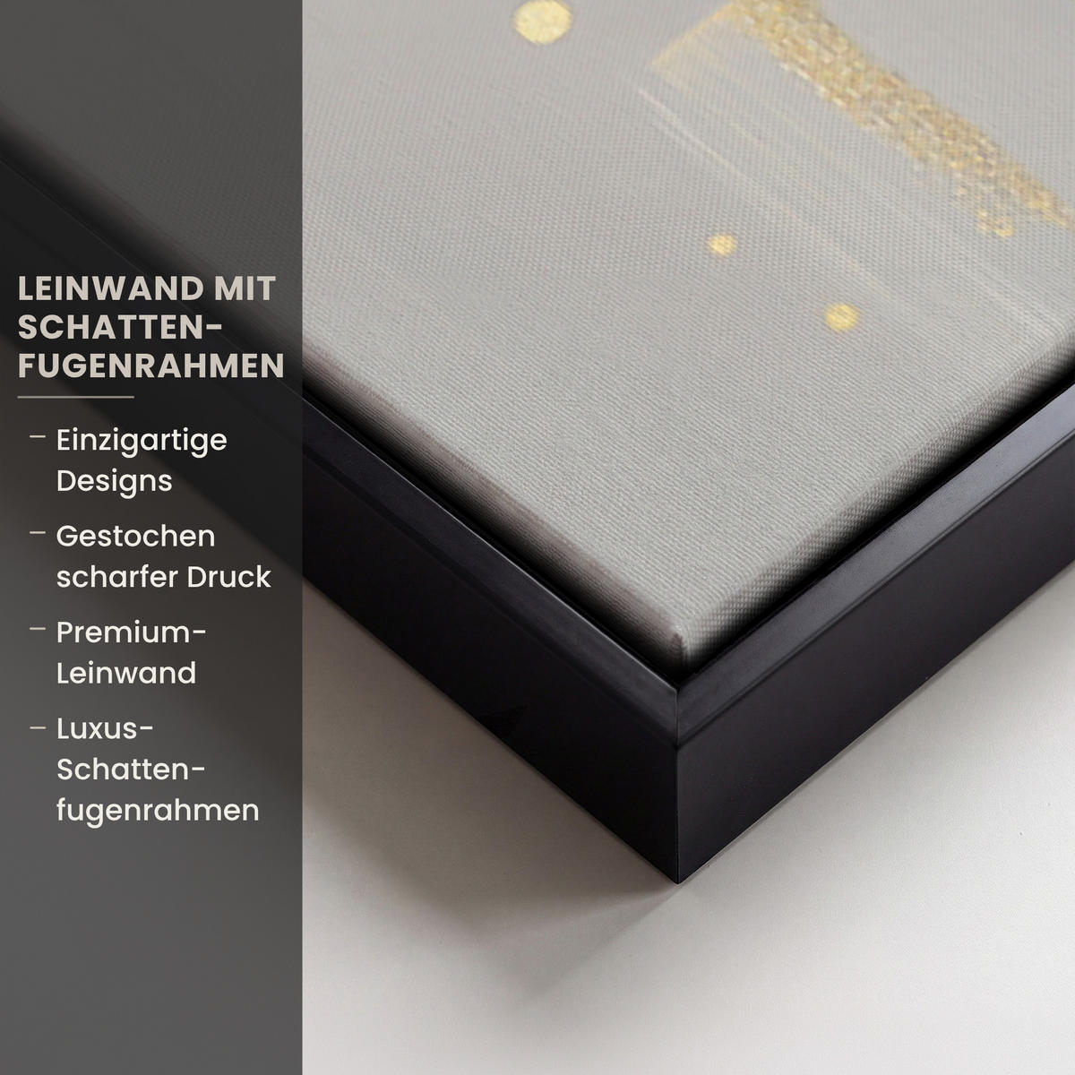LEINWAND Bilder mit Rahmen - Abstrakt - Blöcke - Gold - Skyline - 80x120 - Beige, Textil (80/120cm) - MuchoWow