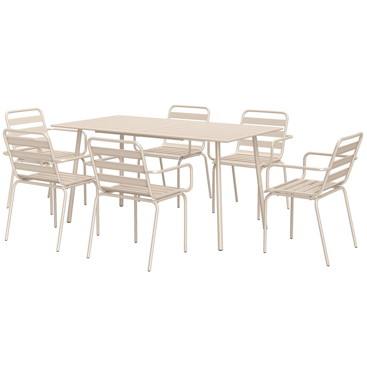 GARTENTISCHGRUPPE DE-18100 7-teilig, stapelbar Beige - Beige, Metall - ComfortXL