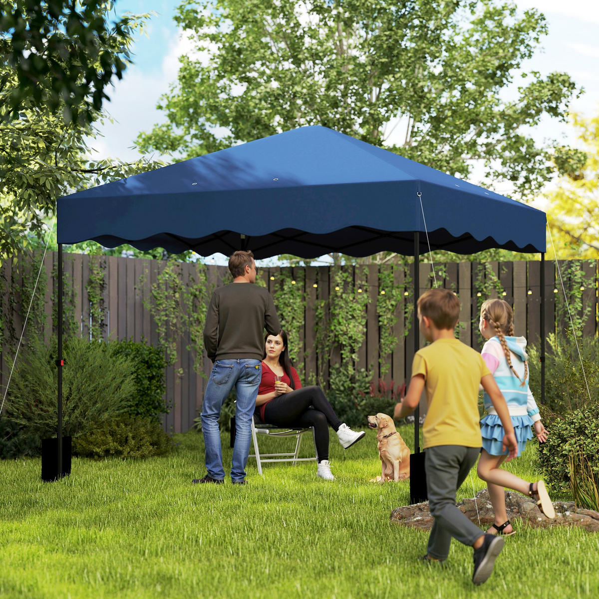 PAVILLON ca.3x 3m - Blau, Metall (297/287/297cm) - Outsunny