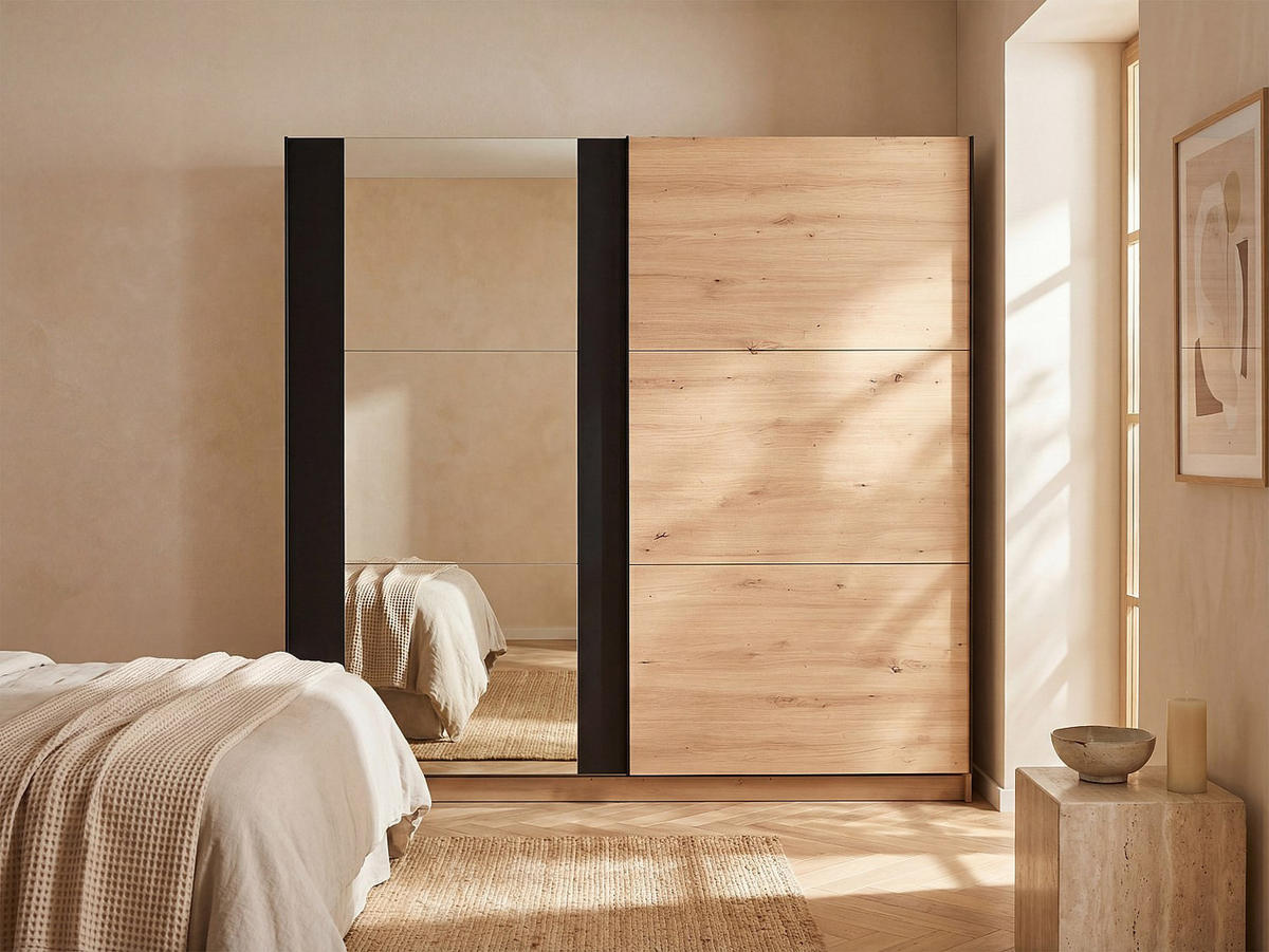 KLEIDERSCHRANK - 217 cm x 62.5 cm - Holz, Platte - Naturfarben Hell PHILADELPHIE - Naturfarben, Holz (217/210/62.5cm) - Vente-Unique