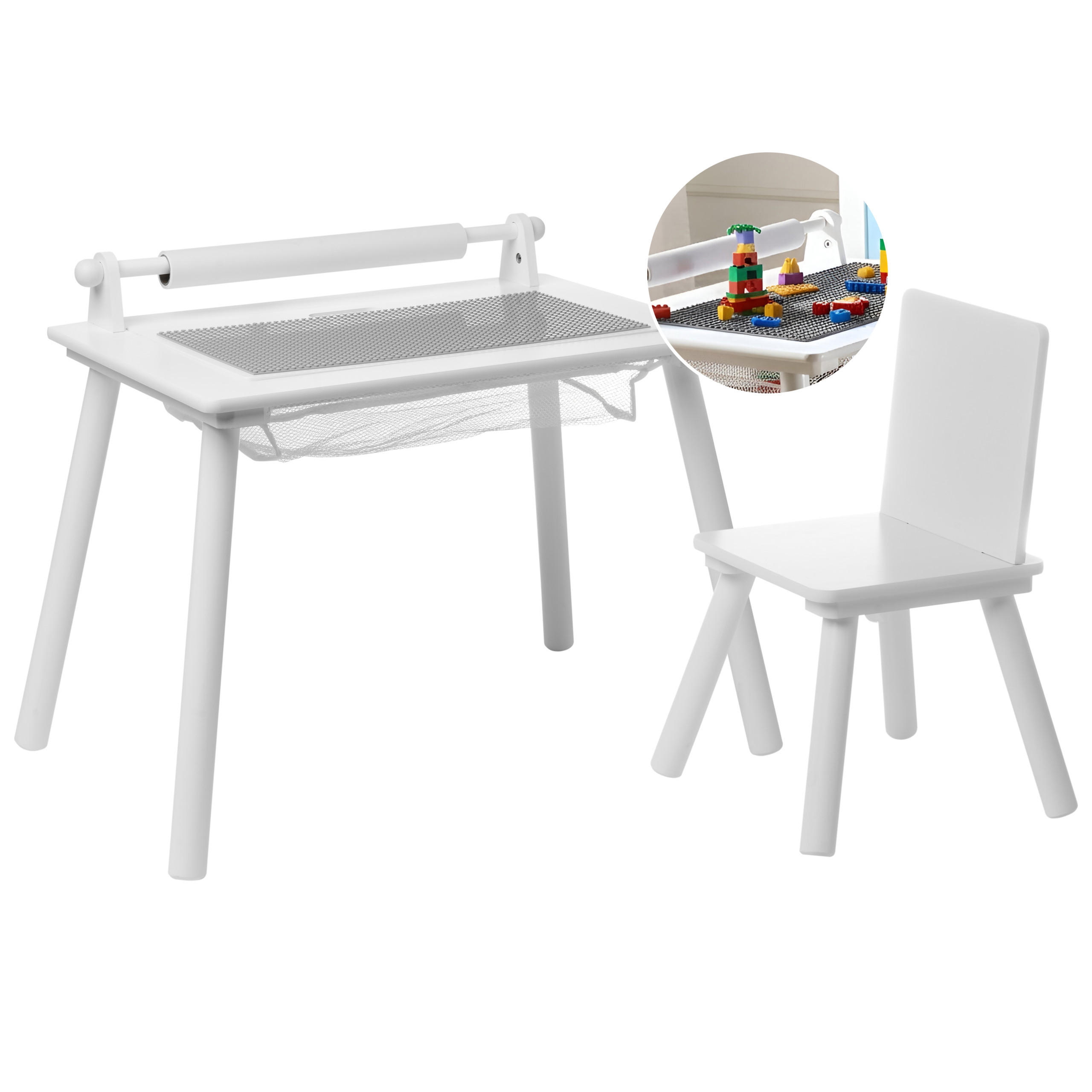 KINDERTISCH und Stuhlset Weiß Moonta - Weiß, Holzwerkstoff (61/39/50cm) - Beliani