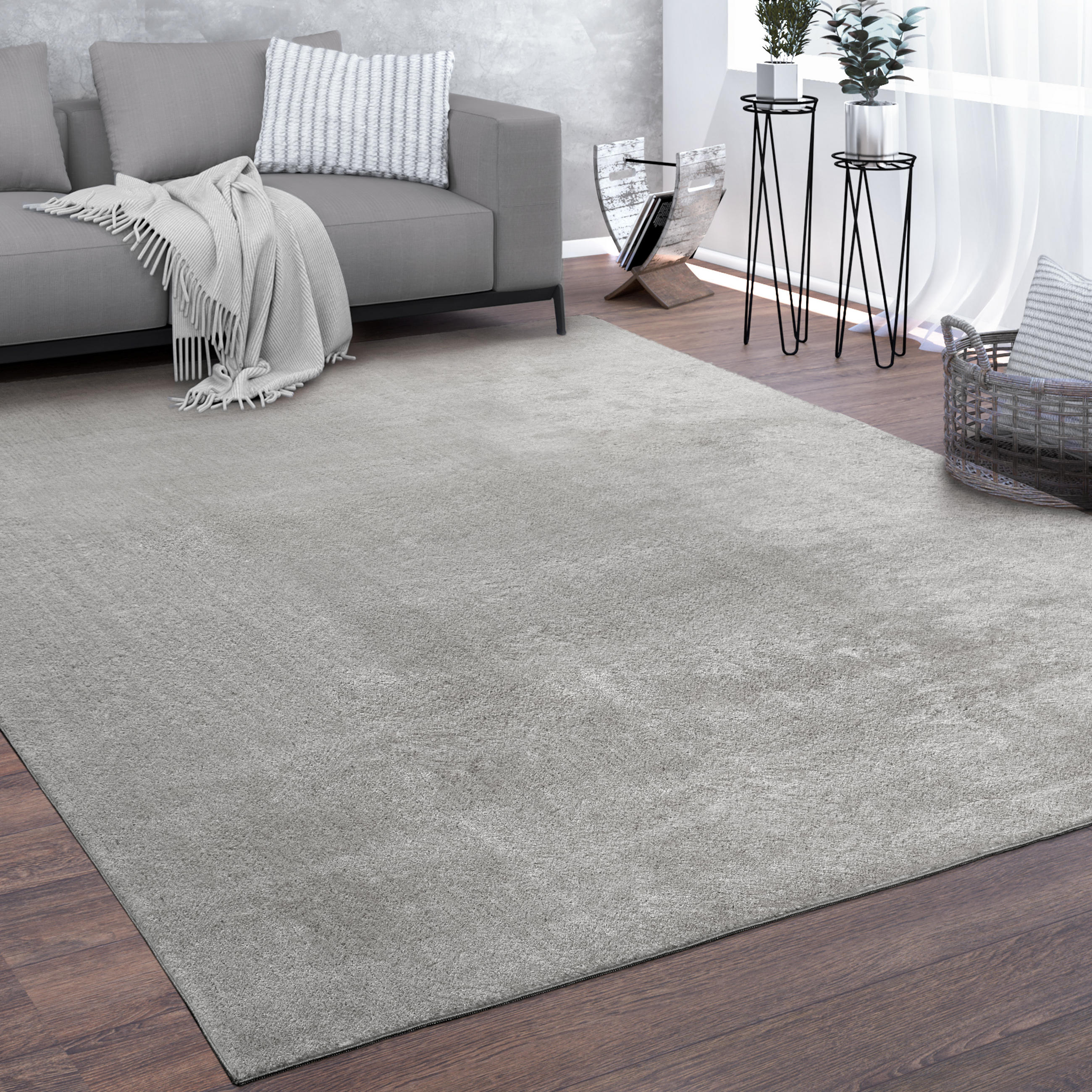KURZFLORTEPPICH 80/80 cm Cadiz 630 - Silberfarben, Textil (80/80cm) - Paco Home
