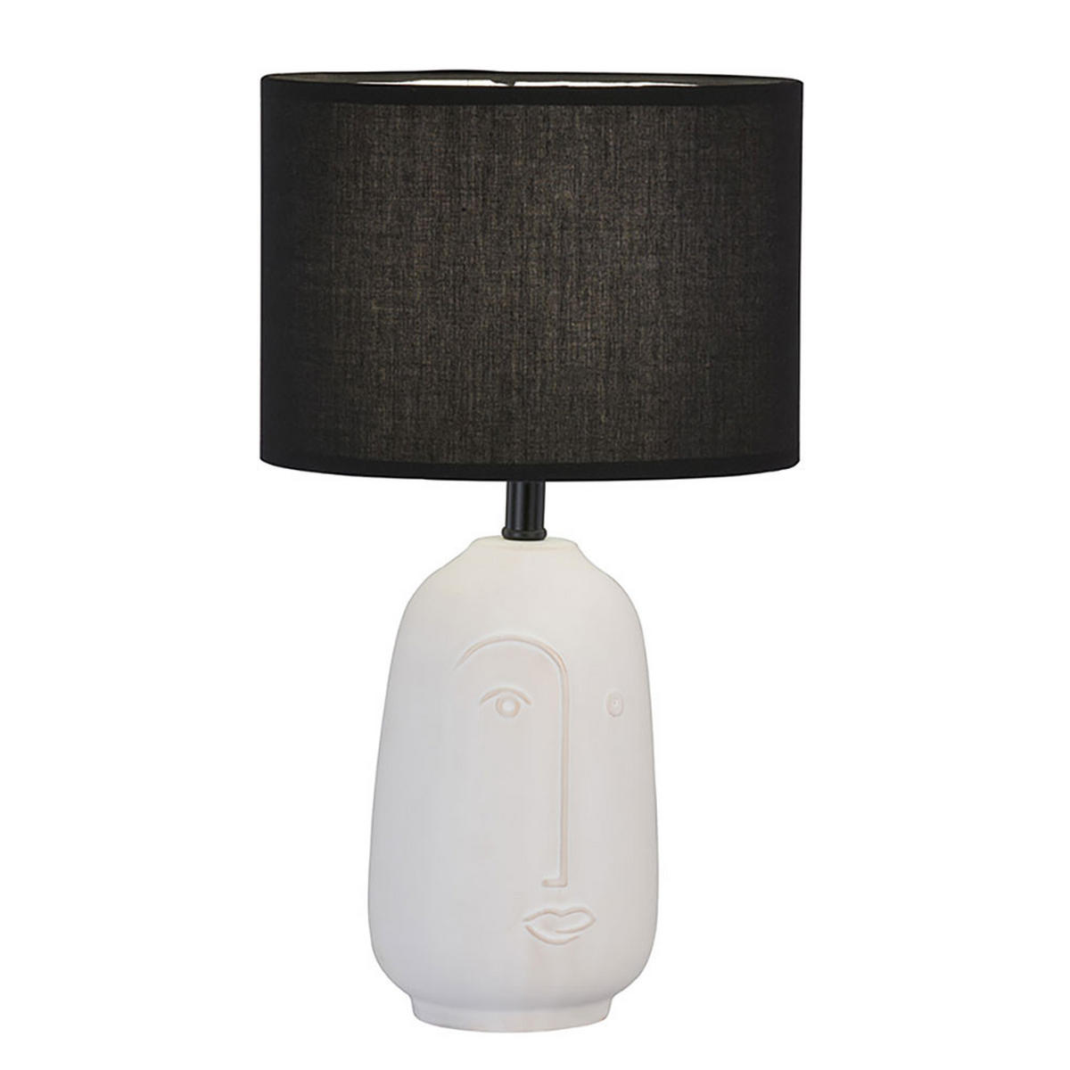 TISCHLEUCHTE Face Keramik Schwarz - Schwarz, Textil (22/22/38.5cm)