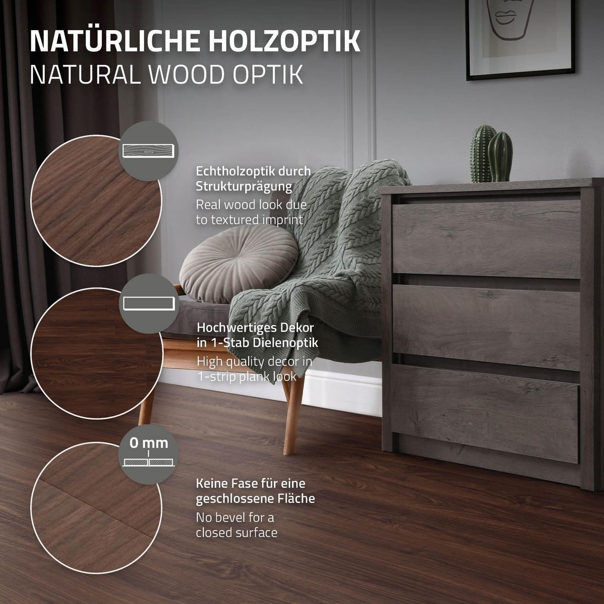 VINYLBODEN selbstklebend 4,46m²/32 Dielen Rot-Braun Nuss - Dunkelbraun, Kunststoff (91.5/15.3/0.2cm) - ML-DESIGN