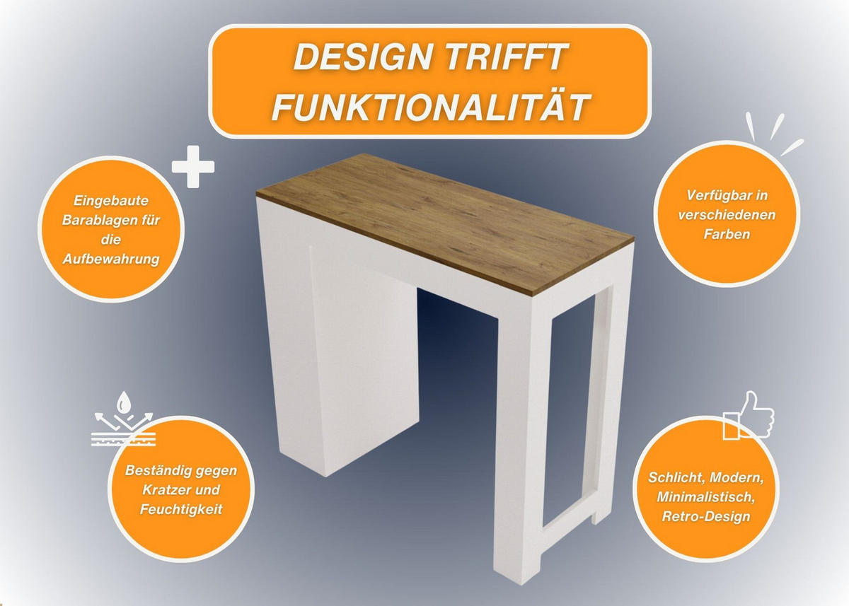 BARTISCH Nussbaumfarben 103/50.5/115cm - Nussbaumfarben/Weiß, Holzwerkstoff (115/103/50.5cm) - CraftPAK