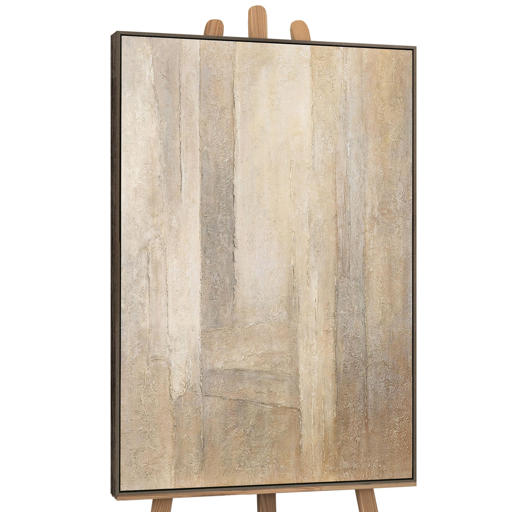GEMÄLDE Vertikalen der Zeit Schattenfugenrahmen Grau 140x100 cm - Grau, Holz (140/100cm) - YS-art gallery