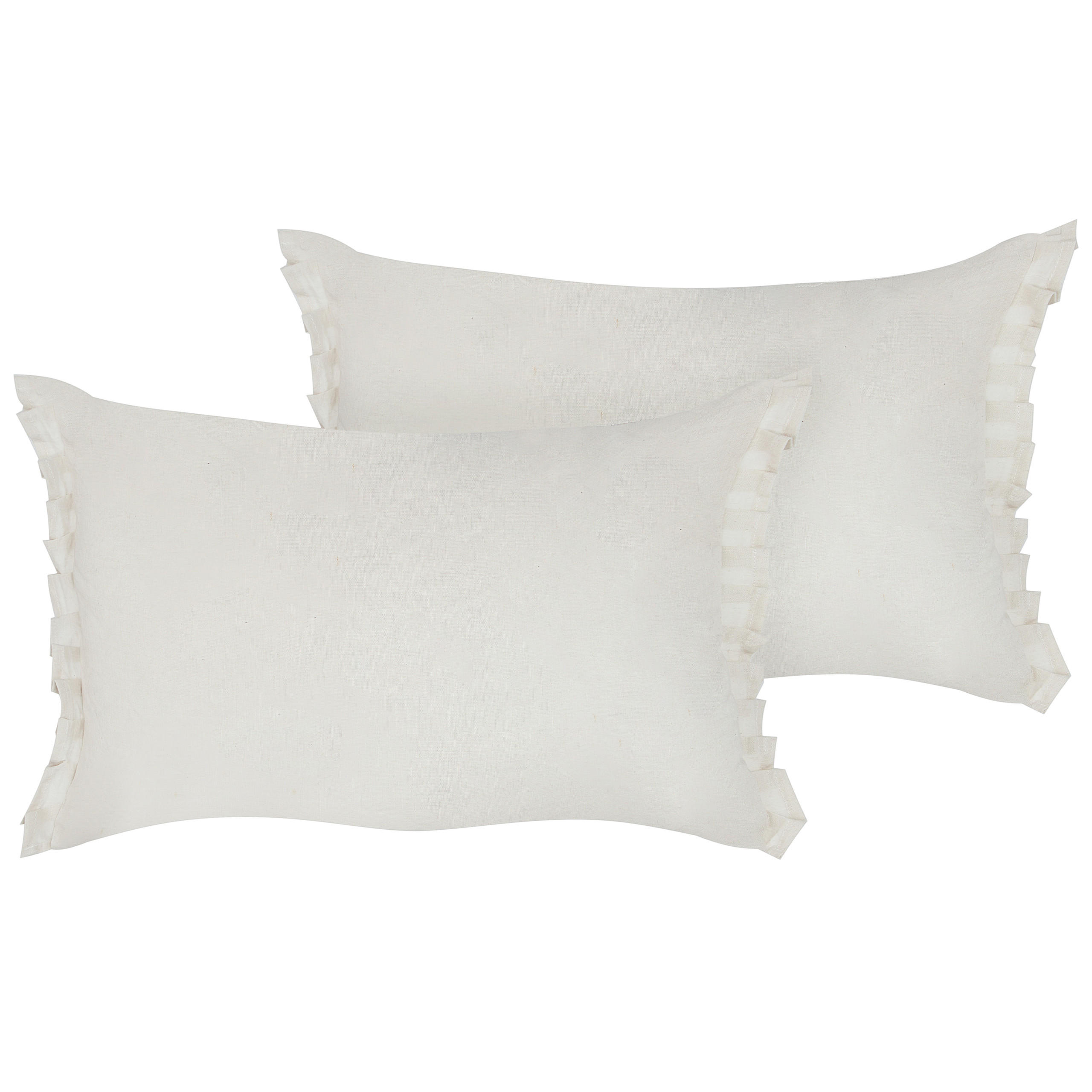 Dekokissen 2er-Set Cremeweiß 45/30 cm Sassafras - Weiß, Textil (45/30cm) - Beliani