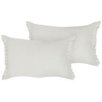 Dekokissen 2er-Set Cremeweiß 45/30 cm Sassafras - Weiß, Textil (45/30cm) - Beliani