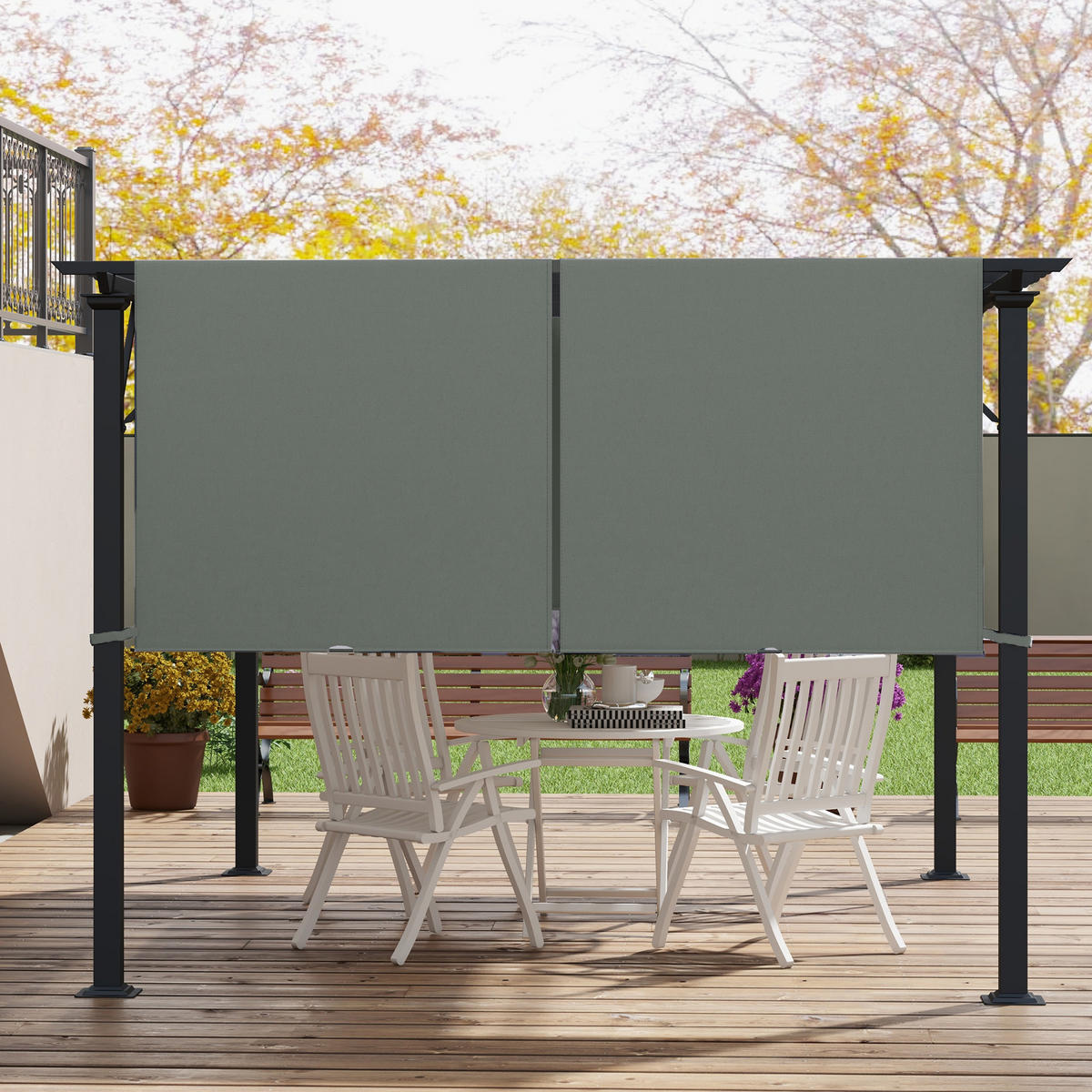 ERSATZDACH für Pergola mit UV-Schutz, Sonnensegel für Terrassenüberdachung für 3 x 3 m Pavillon, Dunkelgrau - Dunkelgrau, Textil (488/1/122cm)