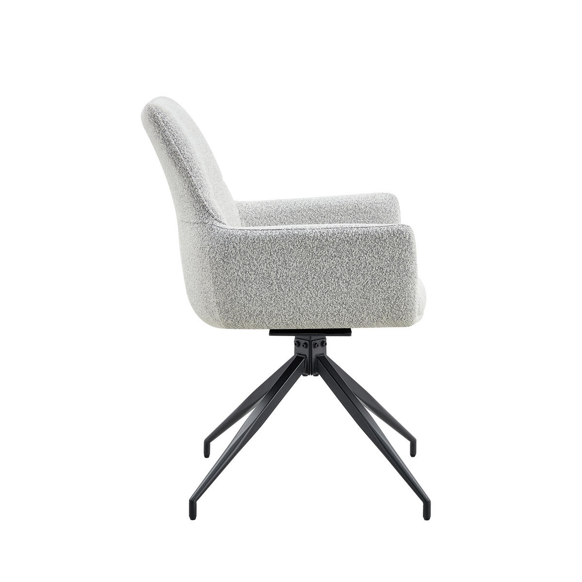 JÍDELNÍ ŽIDLE Sada 2 ks, otočná, světle šedá látka a černý kov - světle šedá, textil (48/85/50cm) - Urban Meuble