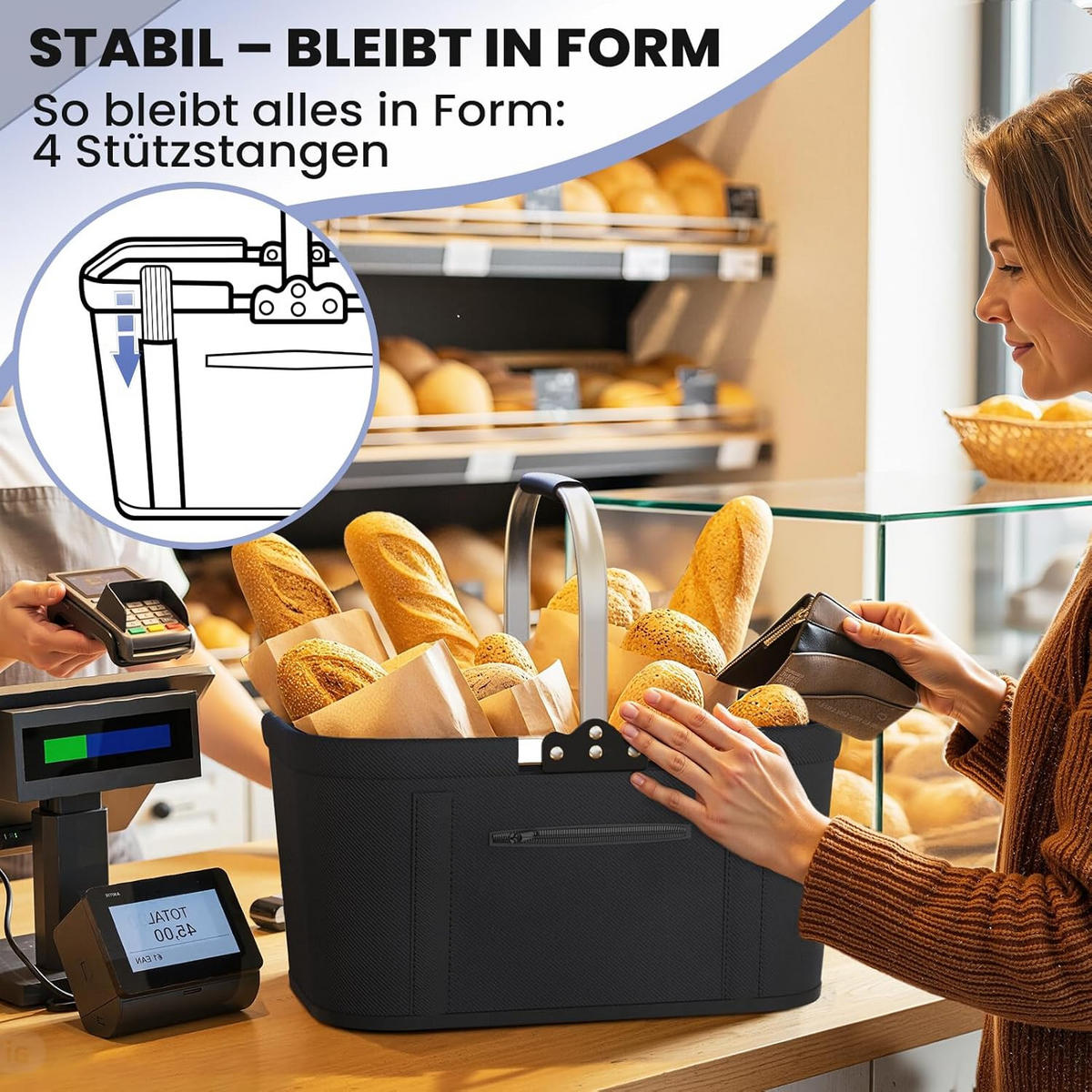 EINKAUFSKORB Faltbarer 30L - Dunkelrot, Textil (27/25/46cm) - Kaket