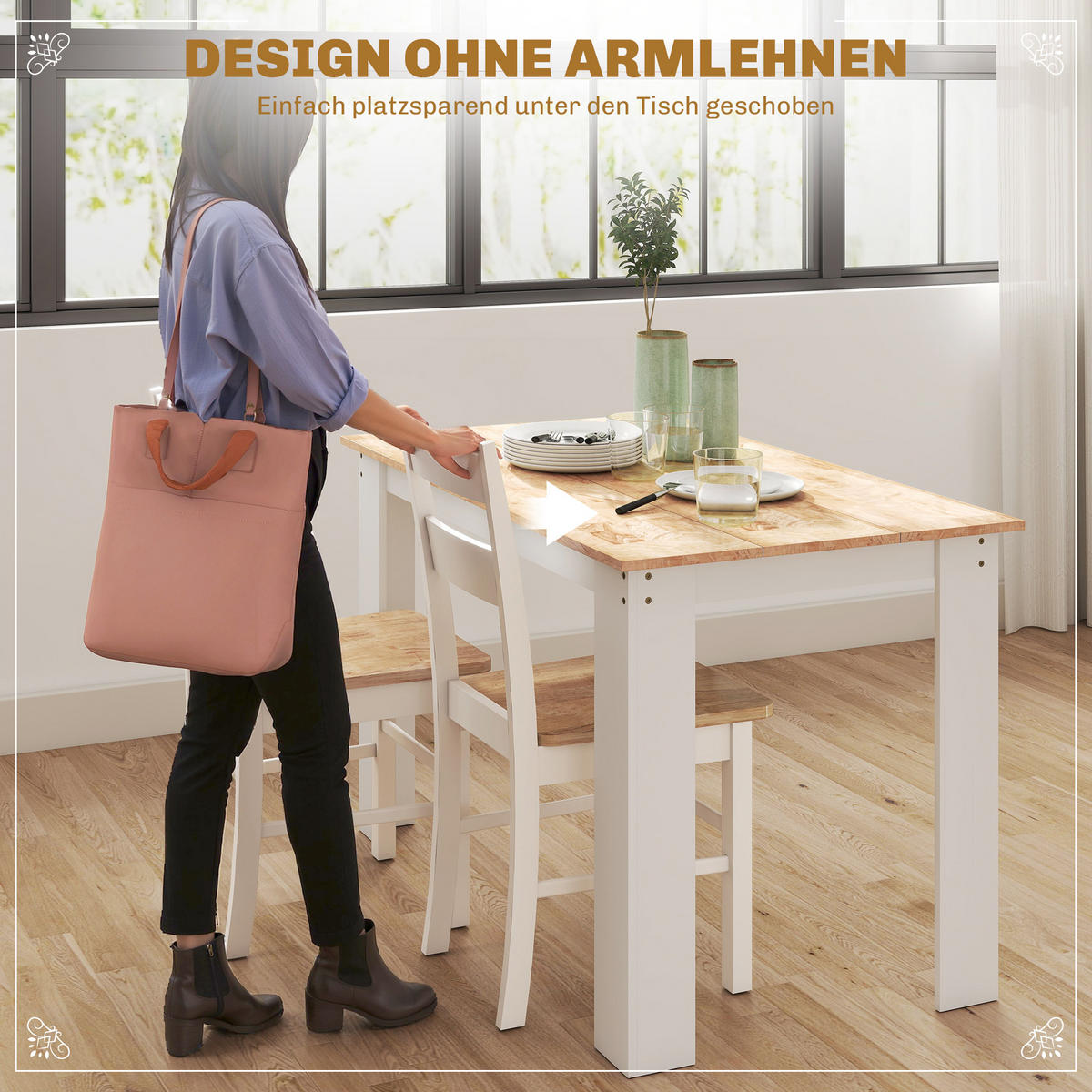 ESSTISCH 69 x 69 cm Esszimmerstühle 2er Set Küchentisch für 2-4 Personen Eiche - Eichefarben/Weiß, Holz (69/75/69cm)