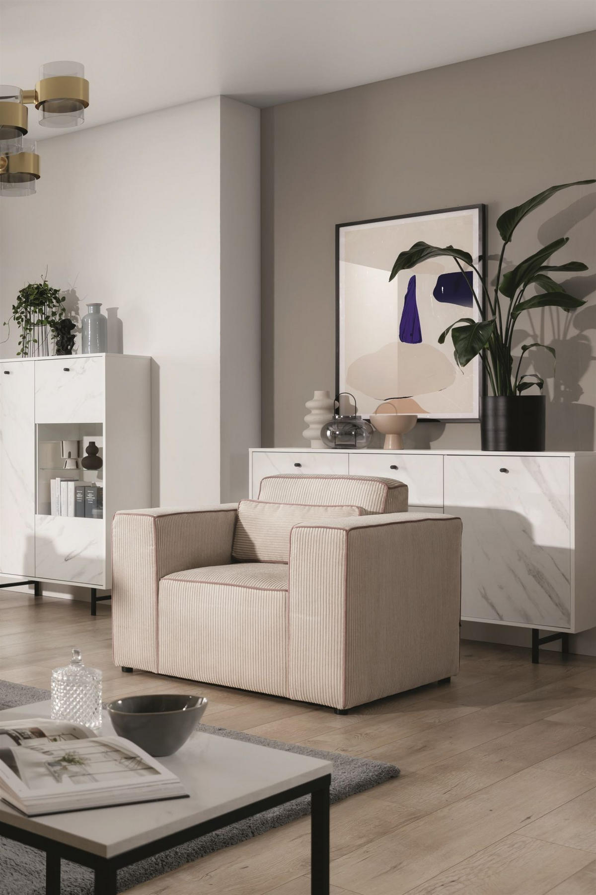 SESSEL Waldo In In Poso - Beige, Holzwerkstoff/Textil (101/80/92cm) - Fun Möbel