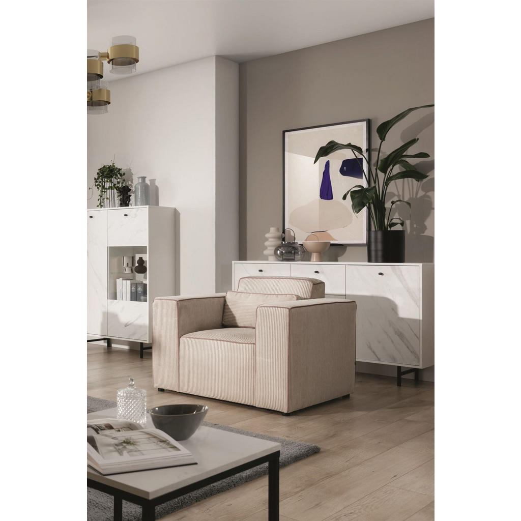 Thumbnail - Fun Möbel Sessel, Beige, Textil, Ottomane links, 101x80x92 cm, Wohnzimmer, Sessel, Polstersessel