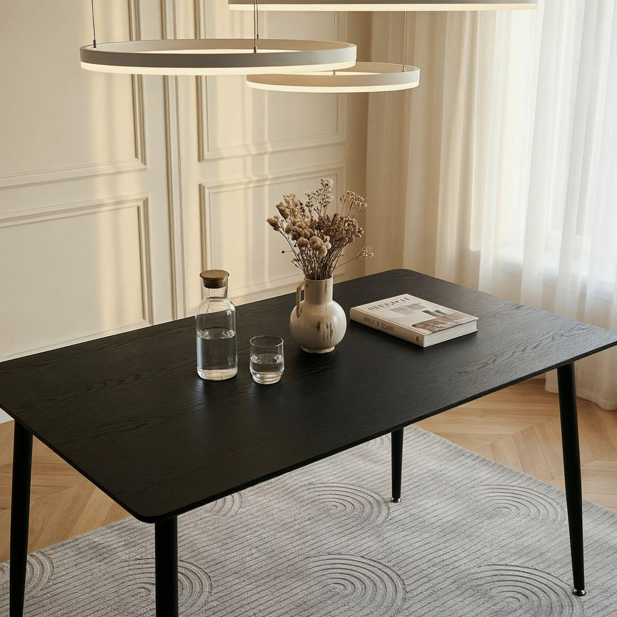 ESSTISCH NORA schwarz - Schwarz, Holzwerkstoff/Metall (80/120/75cm) - IDIMEX