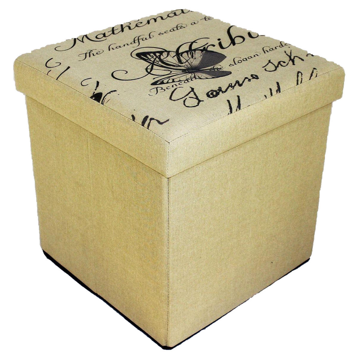 SITZHOCKER faltbar mit Aufbewahrung Stoff 40/40/40 cm - Beige, Kunststoff (40/40/40cm) - DanDiBo