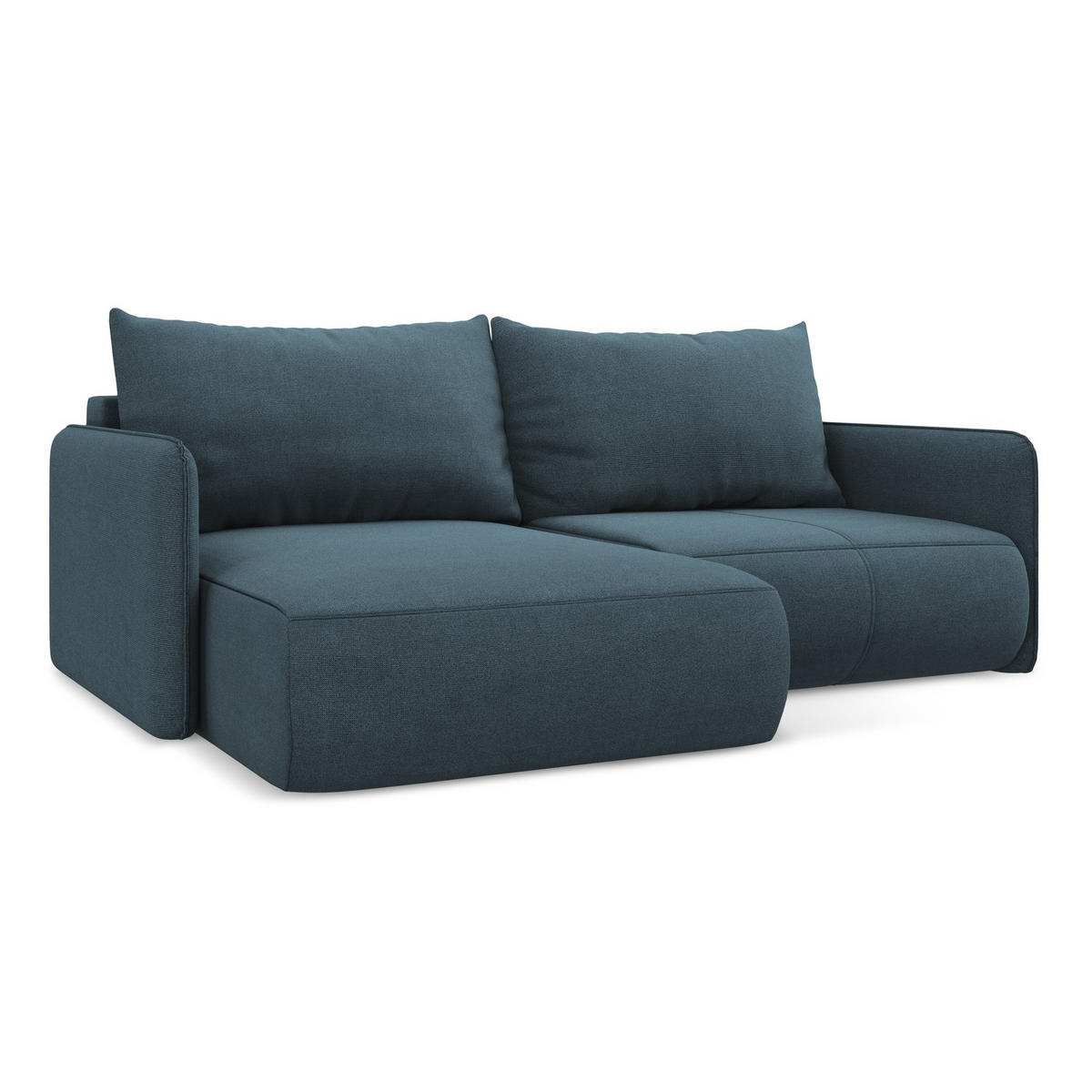 ECKSOFA mit Schlaffunktion Strukturstoff Stoff Blau - Blau/Blaugrau, Kunststoff/Textil (148/207cm) - LaMiaSofa