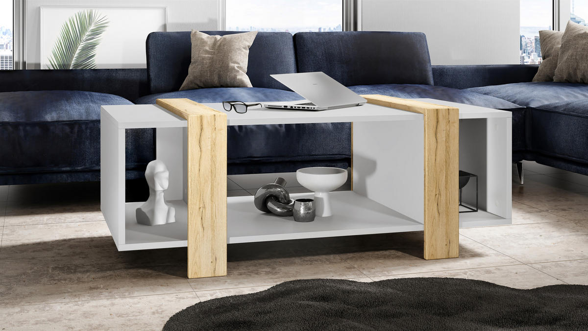 COUCHTISCH Ida Blenden in Eiche Natur - Eichefarben, Holzwerkstoff (56.5/110.5/42cm) - Vladon